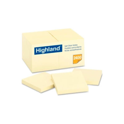 3M™ Self-Sticking Notes, 3"x3", 100 Sheets/Pad, 24 Pads/Pk, Yellow