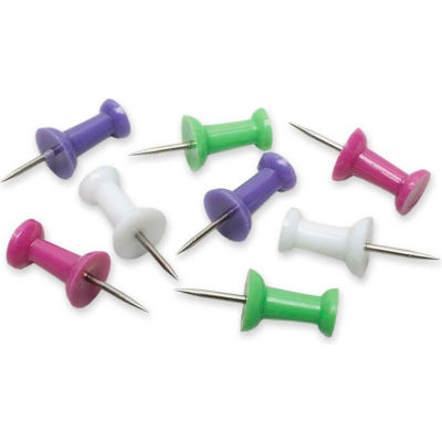 SKILCRAFT Colorful Head Push Pin - 0.37" Length - 100 / Box - White, Blue, Green, Purple, Magenta