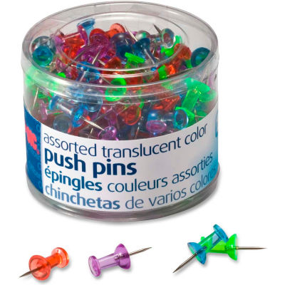 OIC Translucent Push Pins - 0.50" Length - 200 / Pack - Assorted