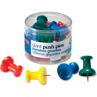 OIC Giant Push Pin - 1.50" Length - 12 / Pack - Assorted