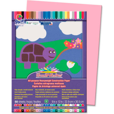 Pacon® SunWorks Groundwood Construction Paper, 12"x9", Pink, 50 Sheets