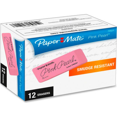 Paper Mate® Pearl Eraser, Large, 12/BX, Pink