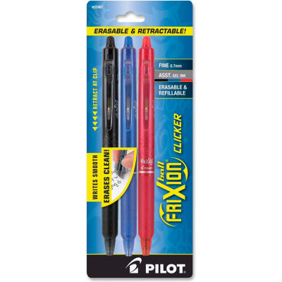 Pilot® Erasable Retractable Gel Pens, Assorted Ink, Assorted Barrel, 3/Pack