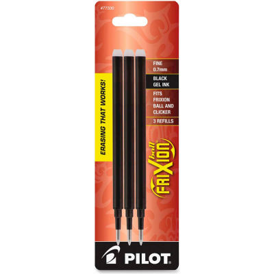 Pilot® Frixion Gel Pen Refills, Black Ink, Barrel, 3/Pack