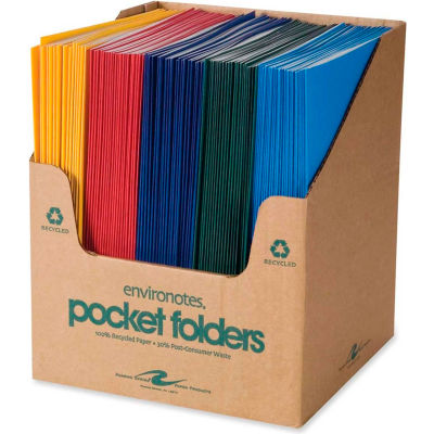 Roaring Spring® Standard Colors Embossed 2 Pocket Portfolio 9-1/2" x 11-3/4", Assorted, 100/Pk