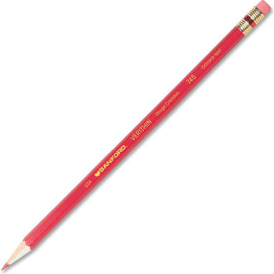 Sanford Verithin Pencil With Eraser, Red Lead, Red Barrel