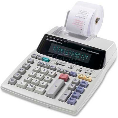 Sharp® 12-Digit Calculator, EL1801V, 2 Color Printing, 7-1/2" X 10-1/4" X 2-1/2", Grey