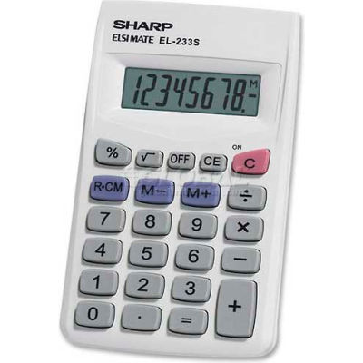 Sharp® 8-Digit Pocket Calculator, EL233SB, 2-1/4" X 3-3/4" X 1/2", Grey/White