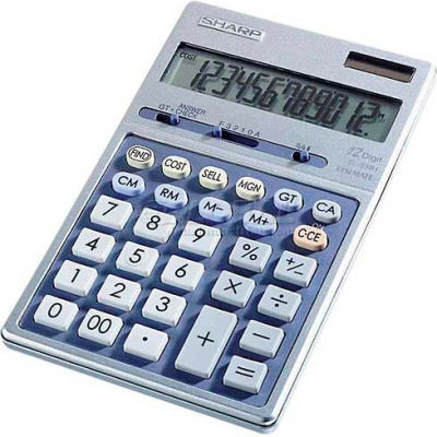Sharp® 12-Digit Calculator, EL339HB, Dual Power, 4-Key Memory, 4-1/3" X 7" X 3/4"