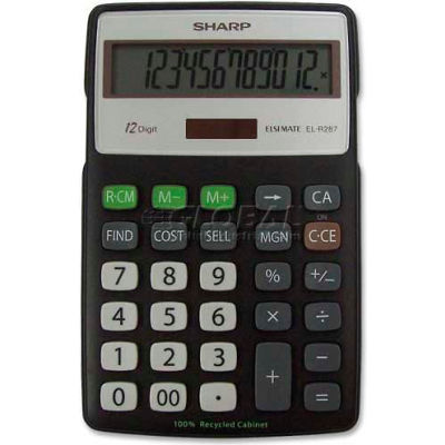 Sharp® 12-Digit Calculator, ELR287BBK, 4-1/3" X 6-7/8" X 3/4", Black/Silver