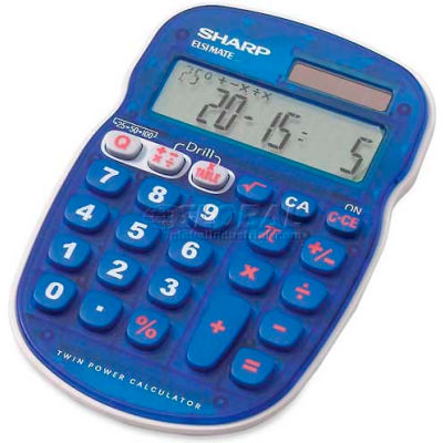 Sharp® 10-Digit Calculator, ELS25BBL, Drill function, 3-1/3" X 5" X 3/4", Blue/White