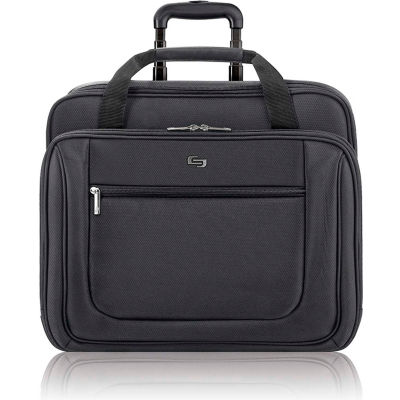 Solo® Rolling Laptop Portfolio, PT1364, 16.8"W x 5"D x 14"H, Polyester, Black
