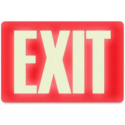 U.S. Stamp & Sign Glow In The Dark Sign, 4792, EXIT, 12"W X 8"H, Red/White