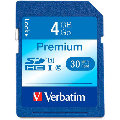 Verbatim® 96171 Premium SDHC Memory Card, UHS-I Class 10, 4 GB, Blue