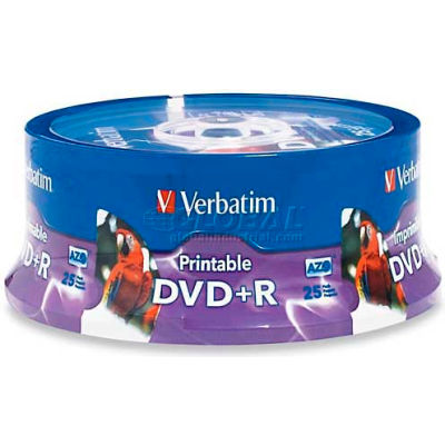 Verbatim® DVD+R, 96190, 16X Speed, 4.7GB, Inkjet/Hub Printable, 25/Pk, White