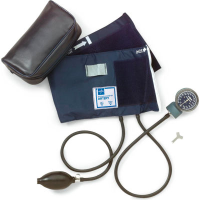 Medline MDS9413 Handheld Aneroid Sphygmomanometer, Large Adult Cuff, Blue