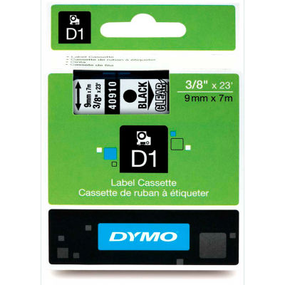 DYMO® D1 Standard Labels 3/8" Black on Clear - Pkg Qty 5