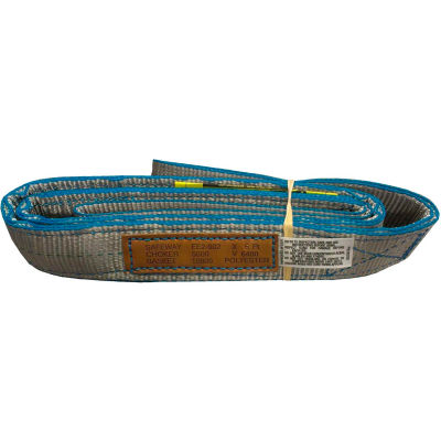 Safeway EE2-902PGEX06 2" x 6' Eye and Eye Polyester "Grizzly Edge" Sling, 2-Ply Gray