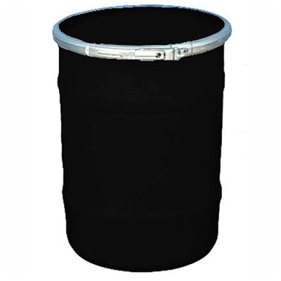 US Roto Molding 15 Gallon Plastic Drum SS-OH-15 - Open Head with Plain Lid - Bolt Ring - Black