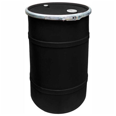 US Roto Molding 20 Gallon Plastic Drum SS-OH-20 - Open Head with Bung Cover - Bolt Ring - Black