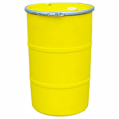 US Roto Molding 55 Gallon Plastic Drum SS-OH-55 - Open Head with Bung Cover - Bolt Ring - Yellow