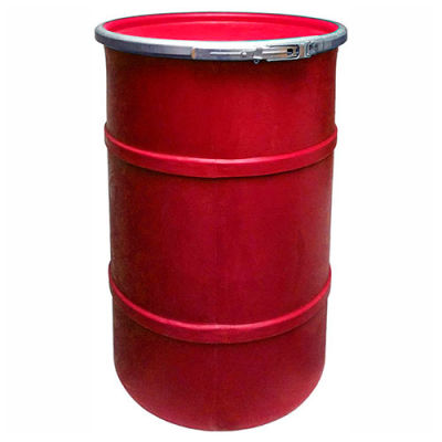 US Roto Molding 55 Gallon Plastic Drum SS-OH-55 - Open Head with Plain Lid - Bolt Ring - Red