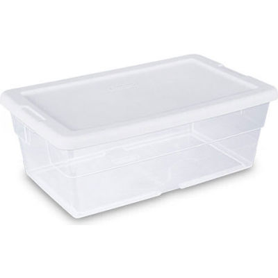 Sterilite 6 Quart 16428012 Clear Storage Tote with White Lid 13-5/8" x 8-1/4" x 4-7/8" - Pkg Qty 12