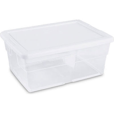 Sterilite 16 Quart 16448012 Clear Storage Tote with White Lid 16-3/4" x 11-7/8" x 7" - Pkg Qty 12