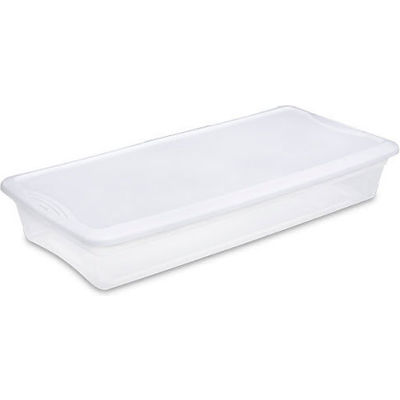 Sterilite 41 Quart 19608006 Clear Storage Tote with White Lid 34-7/8" x 16-5/8" x 6-1/8" - Pkg Qty 6