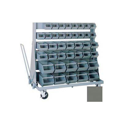 Stackbin® Mobile Steel Hopper Bin Unit, 51"W X 32"D X 50-1/2"H, 84 Steel Bins, Gray