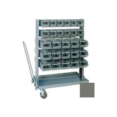Stackbin® Small Mobile Steel Hopper Bin Unit, 37"W X 21"D X 50-1/2"H, 54 Steel Bins, Gray