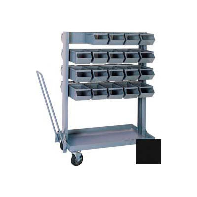 Stackbin® Small Mobile Steel Hopper Bin Unit, 37"W X 21"D X 50-1/2"H, 40 Steel Bins, Black