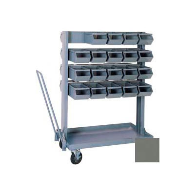 Stackbin® Small Mobile Steel Hopper Bin Unit, 37"W X 21"D X 50-1/2"H, 40 Steel Bins, Gray