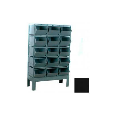 Stackbin® Steel Hopper Bin Stackrack Unit, 42-1/4"W X 20-1/2"D X 62"H, 15 Steel Bins, Black