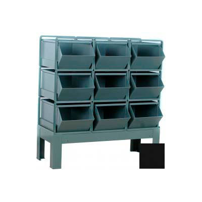 Stackbin® Steel Hopper Bin Stackrack Unit, 42-1/4"W X 20-1/2"D X 42"H, 9 Steel Bins, Black