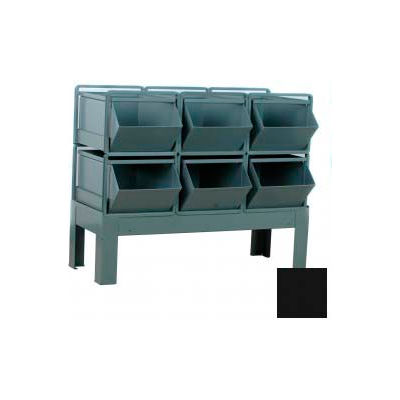 Stackbin® Steel Hopper Bin Stackrack Unit, 51-1/4"W X 24"D X 37"H, 6 Steel Bins, Black