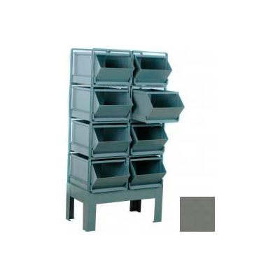 Stackbin® Pre-Built Roller Bearing Unit, 34-1/2"W X 24"D X 59"H, 8 Steel Bins, Gray