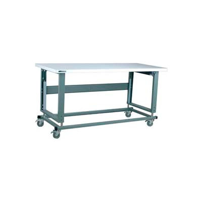 Stackbin 2500 Series Workbench W/ ESD Square Edge Top & Power Lift, 48"W x 36"D, Gray