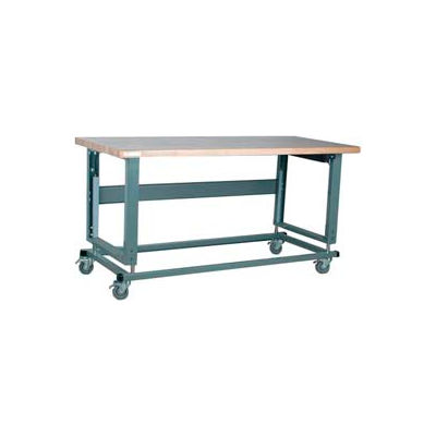 Stackbin 2500 Series Workbench W/ Maple Square Edge Top & Power Lift, 60"W x 30"D, Black