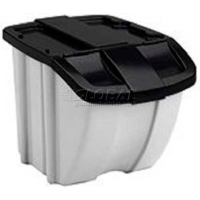 Suncast BH188810 18 Gallon Stacking Hopper Bin, Gray w/Black Lid, Price Each, Sold In Pack of 4 - Pkg Qty 4