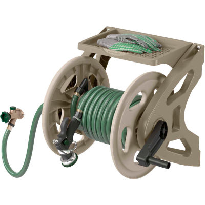 hose reel mount outdoor taupe dark garden tools globalindustrial hoses lawn supplies accessories reels grounds