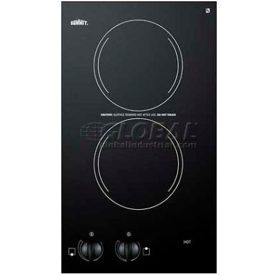 Summit-115V Two-Burner Cooktop, Black Ceramic Glass, Black