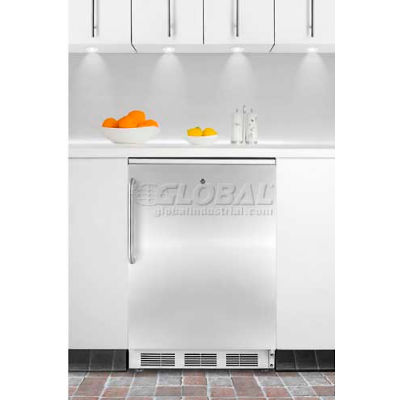 Summit-Built-In Undercounter Refrigerator-Freezer, White, S/S Door, Lock