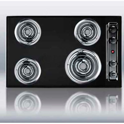 Summit-30"W 220V Electric Cooktop, Black Porcelain Finish
