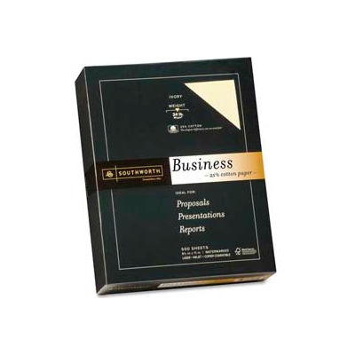 Southworth® 25% Cotton Business Paper, 8-1/2" x 11", 24 lb, Wove, Ivory, 500 Sheets/Pack