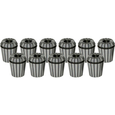 ER20 5/32"-1/2" by 32nds 12 Piece Coolant Sealed Collet Set, Alloy Steel, Tested to 2000 PSI