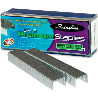 Swingline® S.F.® 3 Premium Staples, 1/4" Leg Length, 105 Per Strip, 5000/Box