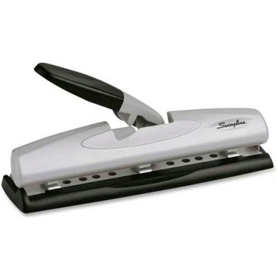 Swingline® LightTouch® High Capacity Desktop Punch, 2 - 7 Holes, 20 Sheets, Black/Silver