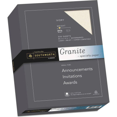 Southworth® Granite Specialty Paper 934C, 8-1/2" x 11", Ivory, 1/Box