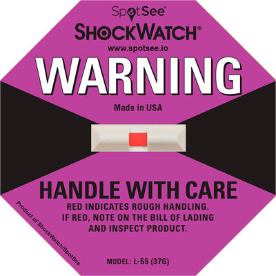 SpotSee ShockWatch® L-55 Impact Indicators, 75G Range, Purple, 50/Box